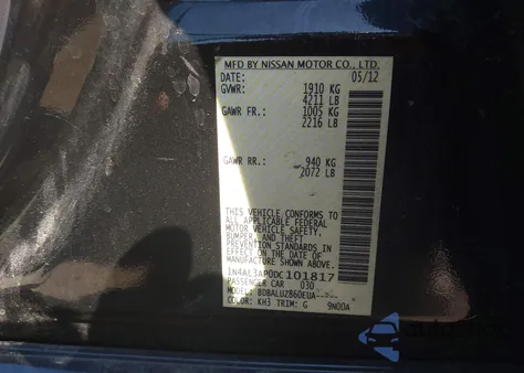 2013 Nissan Altima 2.5 Sv z USA, uszkodzony, nr VIN 1N4AL3AP0DC101817